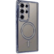 Newface Samsung Galaxy S24 Ultra Kılıf Joke Simli Magneticsafe Kılıf - Mavi