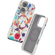 Onegif iPhone 16 Flower Series Magsafe Kapak - Beyaz