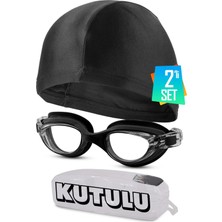 Knittingtr Geniş Açı Su Geçirmez Yüzme Gözlüğü 2'li Set Siyah