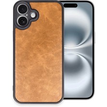 Newface iPhone 16 Plus Kılıf Aras Deri Kapak - Taba