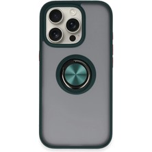 Newface iPhone 16 Pro Max Kılıf Montreal Yüzüklü Silikon Kapak - Yeşil
