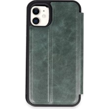 Newface iPhone 11 Kılıf Flip Cover - Koyu Yeşil