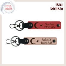 Amcaya Özgün ve Zarif Hediye – Ay Yıldız Temalı Kişisel Anahtarlık Seti, Nar Çiçeği-Yavru Ağzı