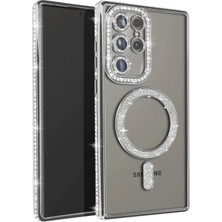 Newface Samsung Galaxy S25 Ultra Kılıf Joke Simli Magneticsafe Kılıf - Gümüş