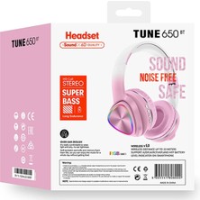 Karler Bass Tune 650 Bt Rgb Kablosuz Kafaüstü Kulaklık - Pembe
