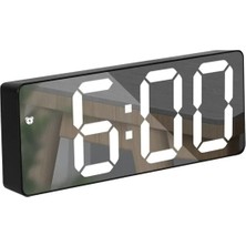 Siyah LED Dijital Masa Saati, Termometre, Alarm, Aynalı, Takvim, Gece Modu, Ses Kontrolü