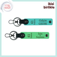 Doğu Karadenizli Arkadaşa Hatıra, Kişisel Deri Anahtarlık 2'li Set, Isim Yazılı, Turkuaz-F Yeşil