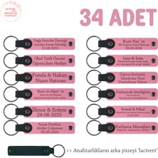 Pembe & Lacivert, Fuarlarda Ziyaretçilere Özel Hediye, 34'lü Set, Firma Ismi Yazılı Deri Anahtarlık