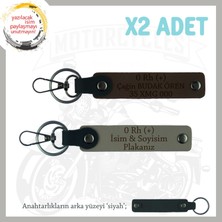 Isim Plaka ve 0 Rh (+) Kan Grubu Yazılı Kişiselleşmiş X2 Deri Anahtarlık Hediye, Kül Gri-K Kahve-Syh