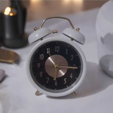 Büyük Kadranlı Retro Çift Çanlı Analog Masa Saati, Yüksek Sesli ve Şık Tasarım