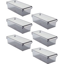 Buzdolabı Içi Organizer Dolap Içi Düzenleyici Saklama Kabı 360*150*100 mm Şeffaf Siyah 6 Lı