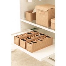 3lü Set 10 Bölmeli Bej Dolap Çekmece Içi Akordiyon Katlanır Çorap Çamaşır Düzenleyici Organizer
