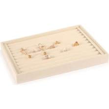 Küçük Süet Sosisli Krem Renk Yüzük Tabla Standı (Aydındecor)