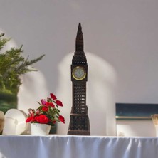23CM Metal Saat - Londra Big Ben Motifli Analog Saat, Bakır Renk