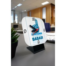 Baba Için Şık Kare Masa Saati, Beyaz Renkli Hediye Seçeneği