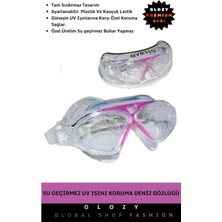 Pembe Su Geçirmez Uv Koruma Kayışlı Deniz ve Havuz Gözlüğü Kutulu