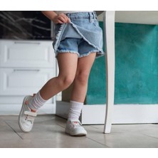 Kız Çocuk Jeans Pamuklu Kot Şort Etek Mavi 4-10 Yaş