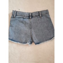 Kız Çocuk Jeans Pamuklu Kot Şort Etek Mavi 4-10 Yaş