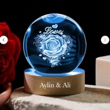 Sevgi Küresi – Kişiye Özel Isimli Kristal Aydınlatmalı Hediye 6cm