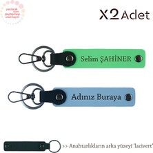 Arkadaşa Yılbaşı Jest, Isim Yazılı 2’li Anahtarlık Seti, Gök Mavi-Fıstık Yeşil-Lacivert
