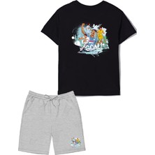 2'li Set Baskılı Erkek Çocuk Pamuk Şort Tshirt Takım Futbol 5 6 7 8 9 10 11 12 13 14 Yaş Tişört