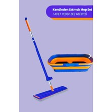 Teknotrust Kendinden Sıkmalı Katlanır Kovalı Mop Paspas Seti, Yedek Mikrofiber Bez