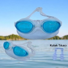 Knittingtr Turkuaz Yüzücü Gözlüğü Kulak Tıkacı ve Saklama Kabı