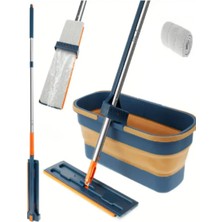 Teknotrust Kendinden Sıkmalı Mop Seti, Katlanabilir Tekerlekli Kova ve Yedek Bez ile Kolay Temizlik