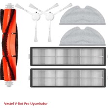 Teknotrust Yedek Hepa Filtreli Robot Süpürge Seti, Paspas ve Fırça, Beyaz