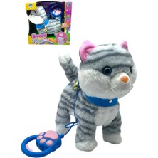 Peluş Pilli Sesli Tasmalı Yürüyen Sevimli Kedi Mia Tasmalı Oyun Arkadaşı Oyuncak