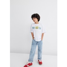 Mavi Lets Roll Baskılı Beyaz Tişört 6610276-620