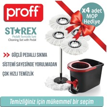 Pratik ve Hijyenik Pedallı Spin Mop Temizlik Seti, 4 Yedek Mop Hediye!
