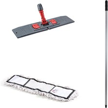 Teknotrust 40 cm Nemli Mop Takımı Seti - Katlanır Aparat ve Metal Vidalı Sap ile Temizlik Kolaylığı