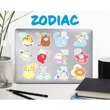 Cartoon Zodiac Signs Defter Suluk Laptop Notebook Tablet Telefon Kılıf Sticker Seti