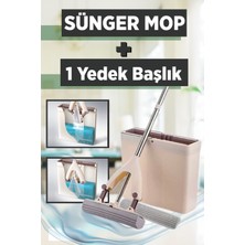 Pratik Pva Sünger Mop Temizlik Seti + 1 Yedek Başlık