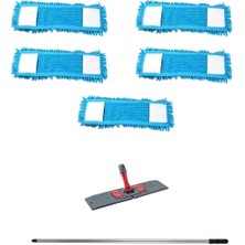Teknotrust Yedek Mop Seti 5'li, 60 cm, Kuru ve Nemli Temizlik Malzemeleri, Sap ve Tutucu ile