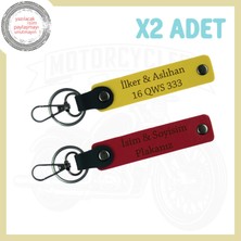 Miawiki Kırmızı-Sarı, Özgür Yolcular Için Kişiselleştirilebilen Plaka ve Isim Yazılı Motosiklet Anahtarlığı