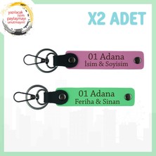 Miawiki Pembe-F Yeşil, Isme Özel Adana Esintisi Sevdiklerinize Hediyelik Şık ve Özgün 2'li Anahtarlık Takım