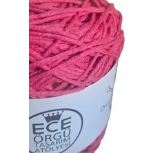 Ece Örgü Tasarım Atölyesi Koyu Pembe, Çok Katlı Bükümlü, Bambu-Koton, El Örgü İpi. (200 Gr.)