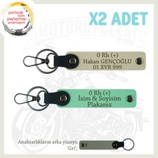 Miawiki Çok Sevdiğine Özel Isim Plaka ve 0 Rh + Kan Grubu Yazılı Kişisel X2 Anahtarlık Set, Yeşil-S Kahve-Gr