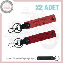 Miawiki Kişiye Özel Plaka ve Isim Yazılı Ikili Anahtarlık Tüm Araç Sahiplerine Uygun, Nar Çiçeği-Kırmızı-Syh