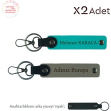 Miawiki Yılbaşı Için Zarif Armağan Isim & Soyisim Kişiselleştirilmiş 2’li Anahtarlık, Gri-Koyu Turkuaz-Siyah