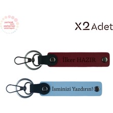 Miawiki Eşinle Uyumlu Detay – 2’li Kişisel Isim Yazılı Anahtarlık Seti, Gök Mavi-Bordo