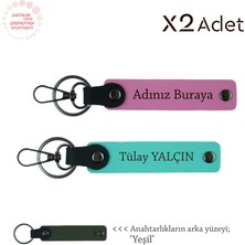 Miawiki Doktora Yılbaşı Armağanı, Isim Yazılı 2’li Anahtarlık Hediyesi, Pembe-Turkuaz-Yeşil