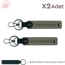 Miawiki Teyzeye Manevi Hediye, Isim & Soyisim Yazılı 2’li Anahtarlık Seti, Kül Gri-Lacivert