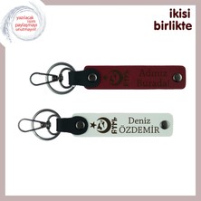 Miawiki Sevdiklerine Manevi Değeri Yüksek Hediye – Ayyıldız Kurt Göktürk 2’li Isimli Anahtarlık, Bordo-Beyaz