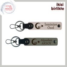 Miawiki Evlilik Yıldönümü Anlamlı Hediye – Çocuk ve Ayyıldız Temalı Deri Anahtarlık Seti, Pudra-Kül Gri