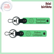 Miawiki Voleybolcu Sevgilinize Özel Şık Hatıra, Deri Anahtarlık Seti, Fıstık Yeşil-Fıstık Yeşil