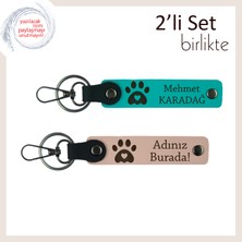 Miawiki Veteriner Annesine Uygun Hediye, Kalpli Pati Figürlü Kişisel Anahtarlık Seti, K Turkuaz-Yavru Ağzı