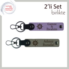 Miawiki Eşe Simgesel ve Kalıcı Armağan, Gemi Dümeni Figürlü Anahtarlık Takımı, Mor-Kül Gri